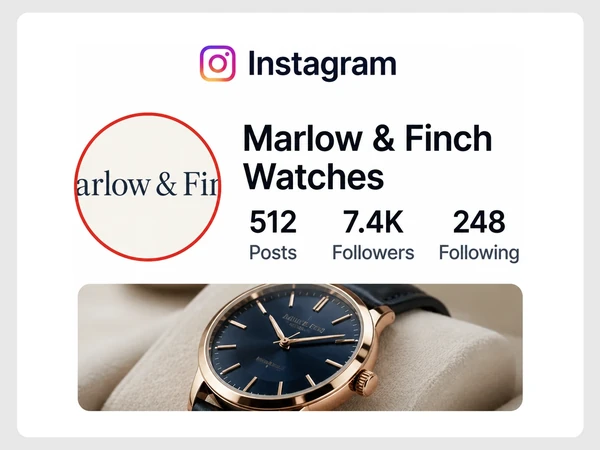 Marlow & Finch Watches Instagram profile picture cuts its name down to the letters arlow and Fin.
