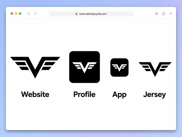 One cycling brand logo adapted for a header, a profile, an app icon and a one colour label