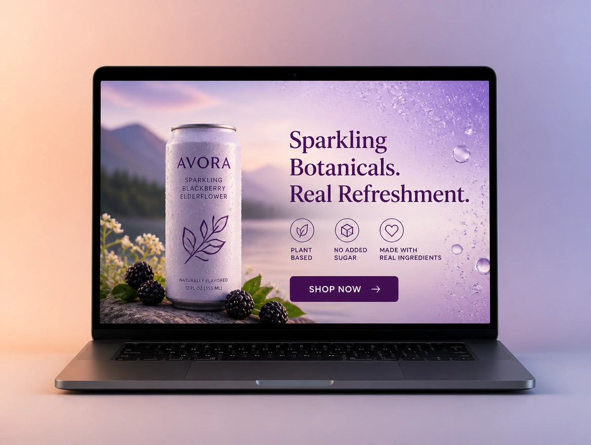 Website mockup showing campaign landing pages