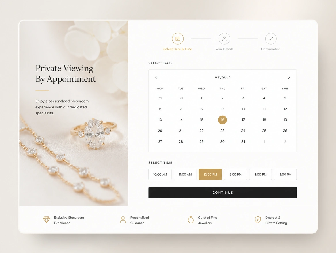Website mockup showing booking and quote pages