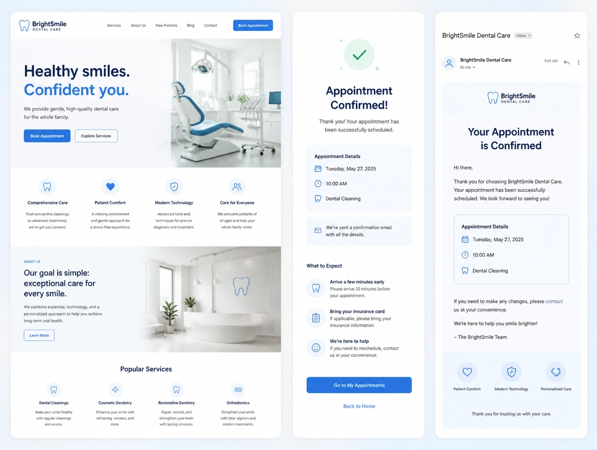 Website mockup showing sales funnels