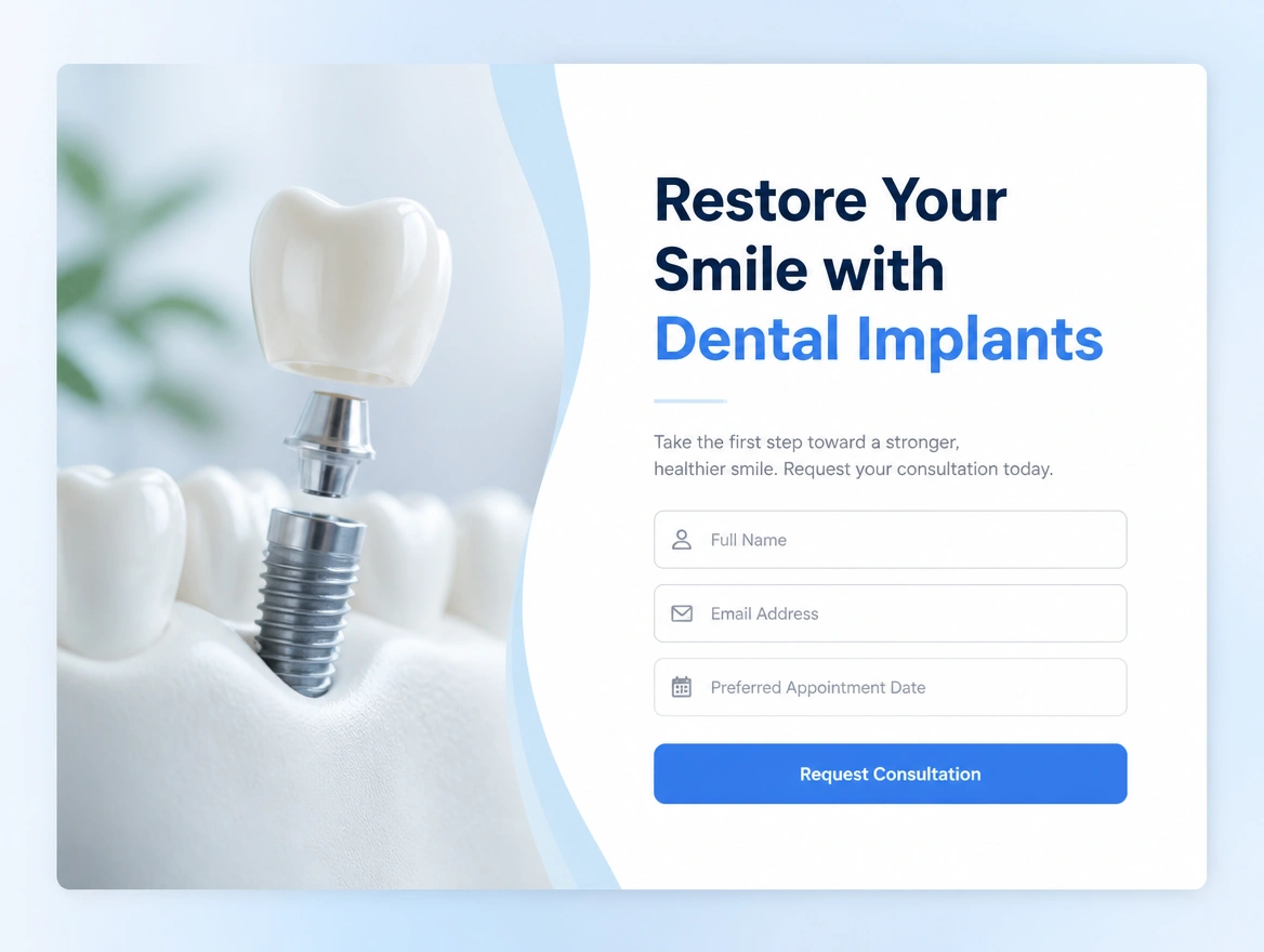 Website mockup showing lead generation pages