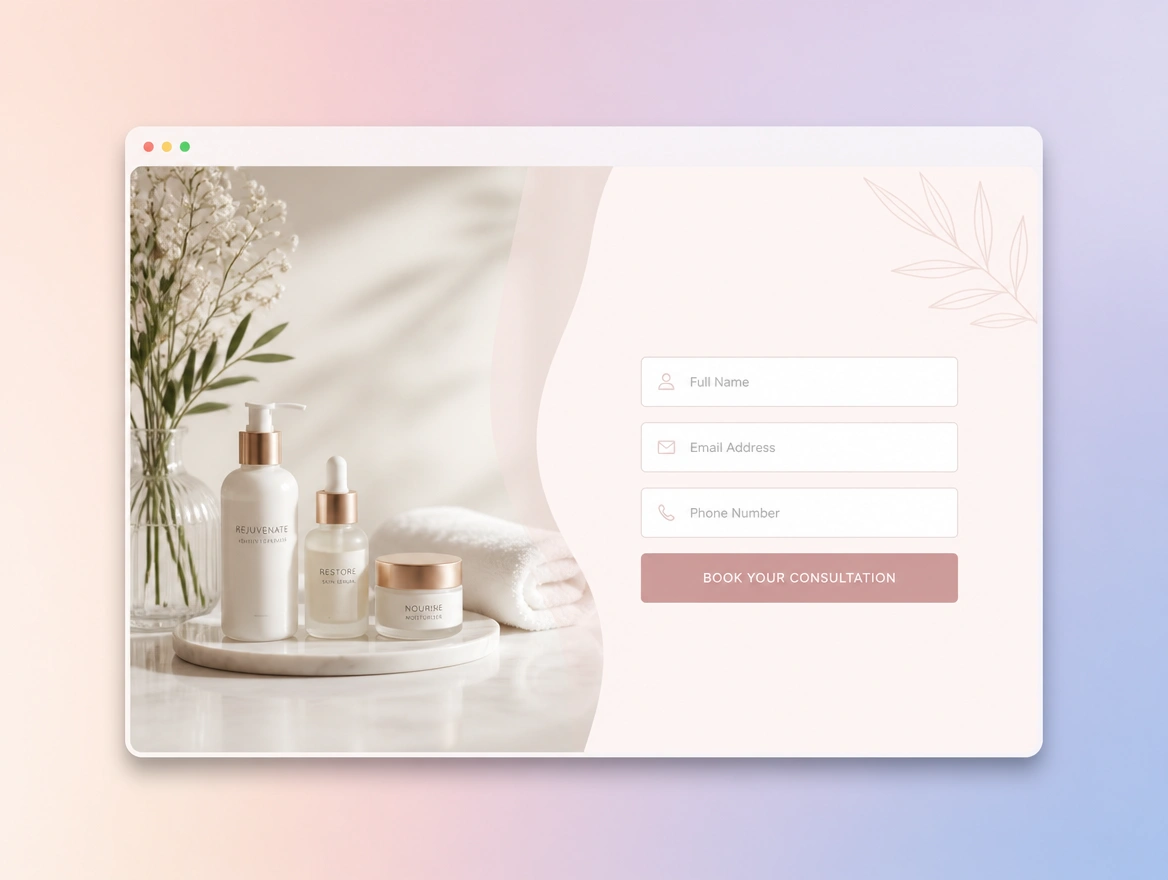 Website mockup showing pages built to collect leads