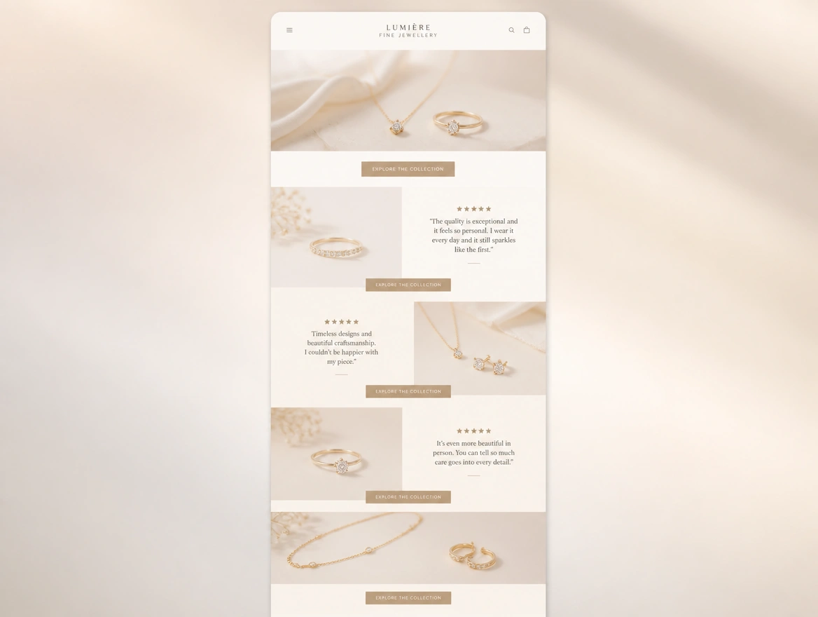Website mockup showing long pages that sell