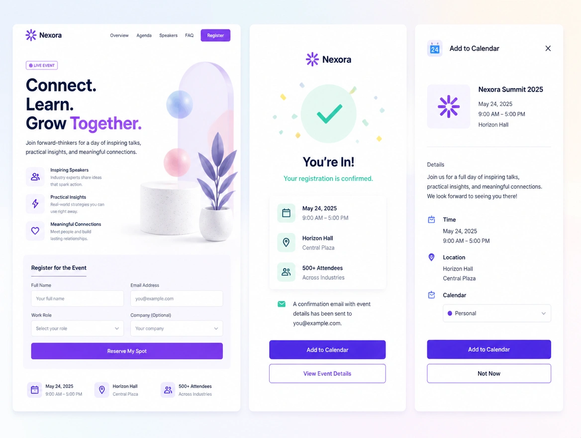 Website mockup showing funnels