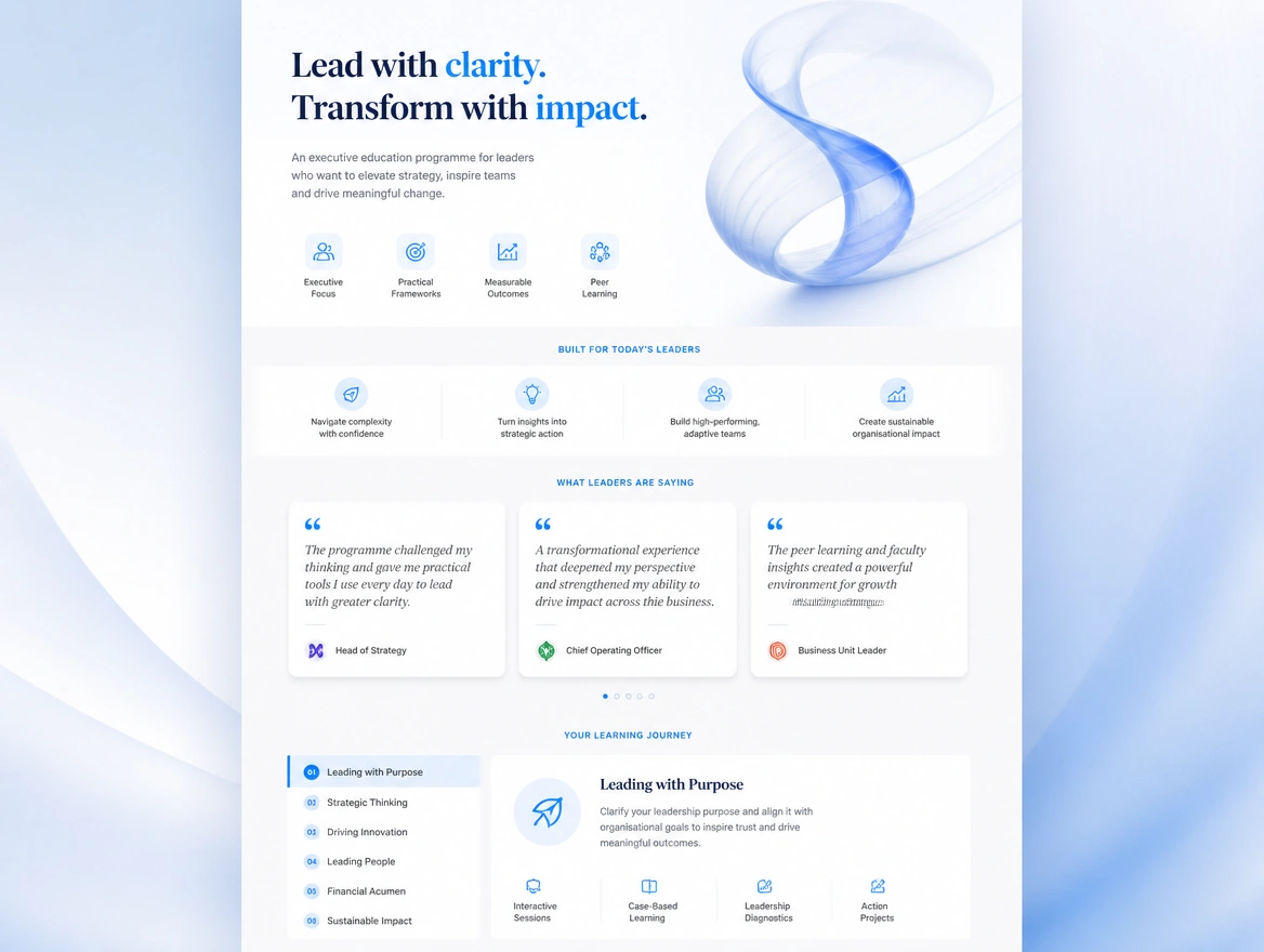 Website mockup showing sales pages