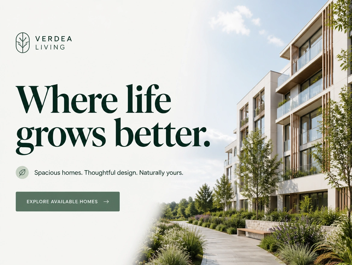 A property campaign landing page above the fold with one headline, one offer and one button