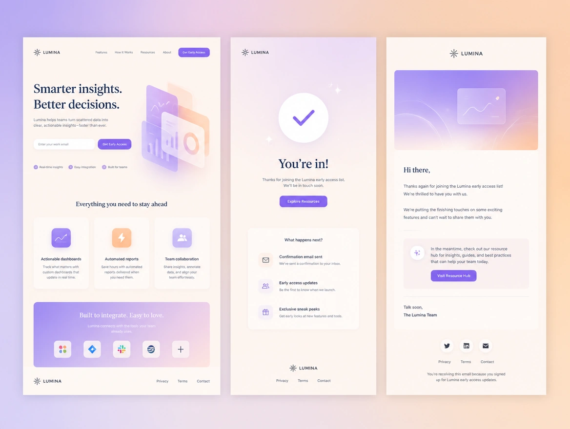 Website mockup showing funnels