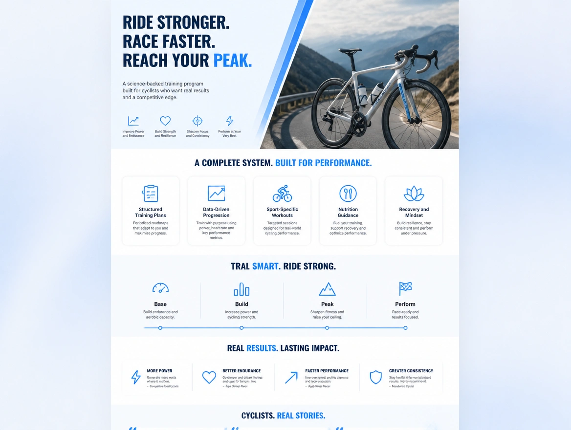 Website mockup showing sales pages