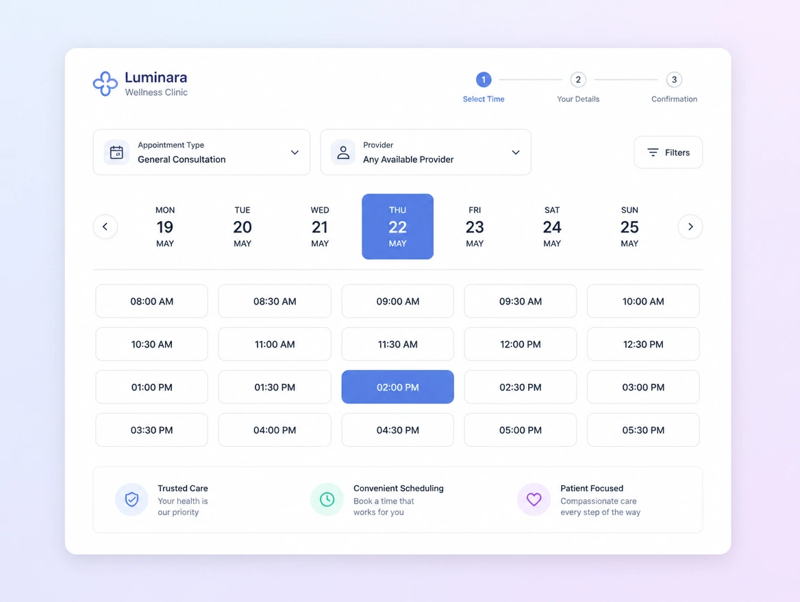 Website mockup showing booking and quote pages