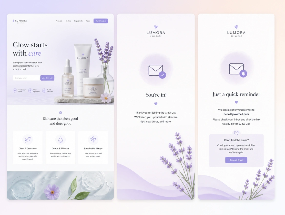 Website mockup showing funnels