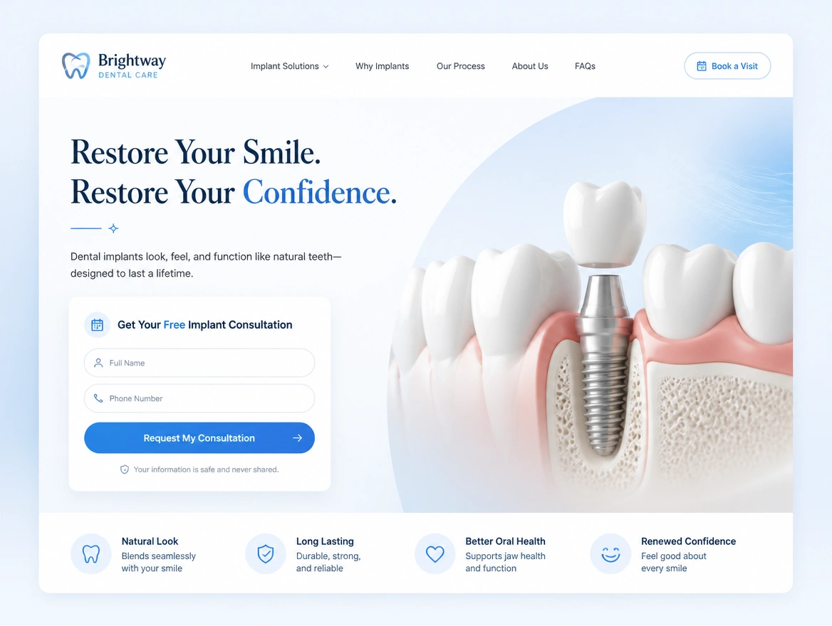 Website mockup showing lead capture pages