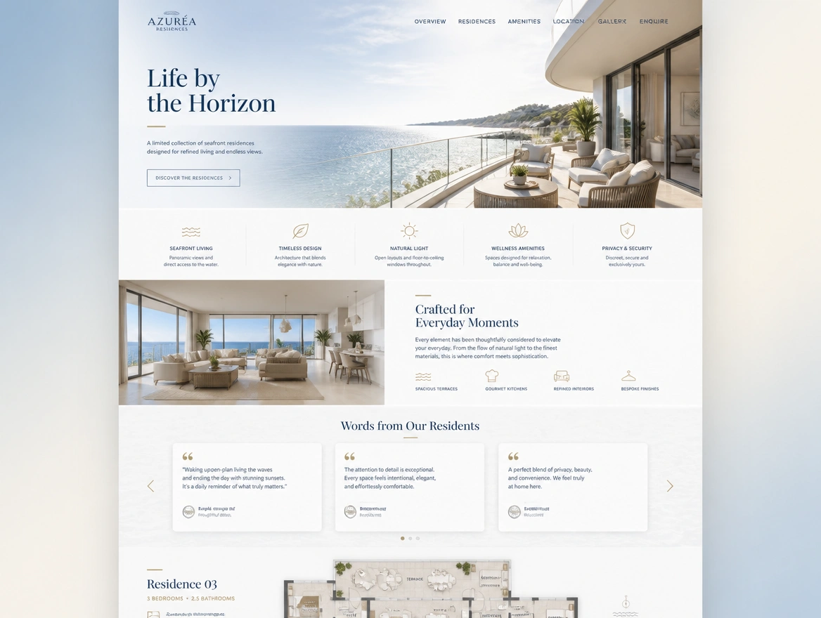 Website mockup showing sales pages