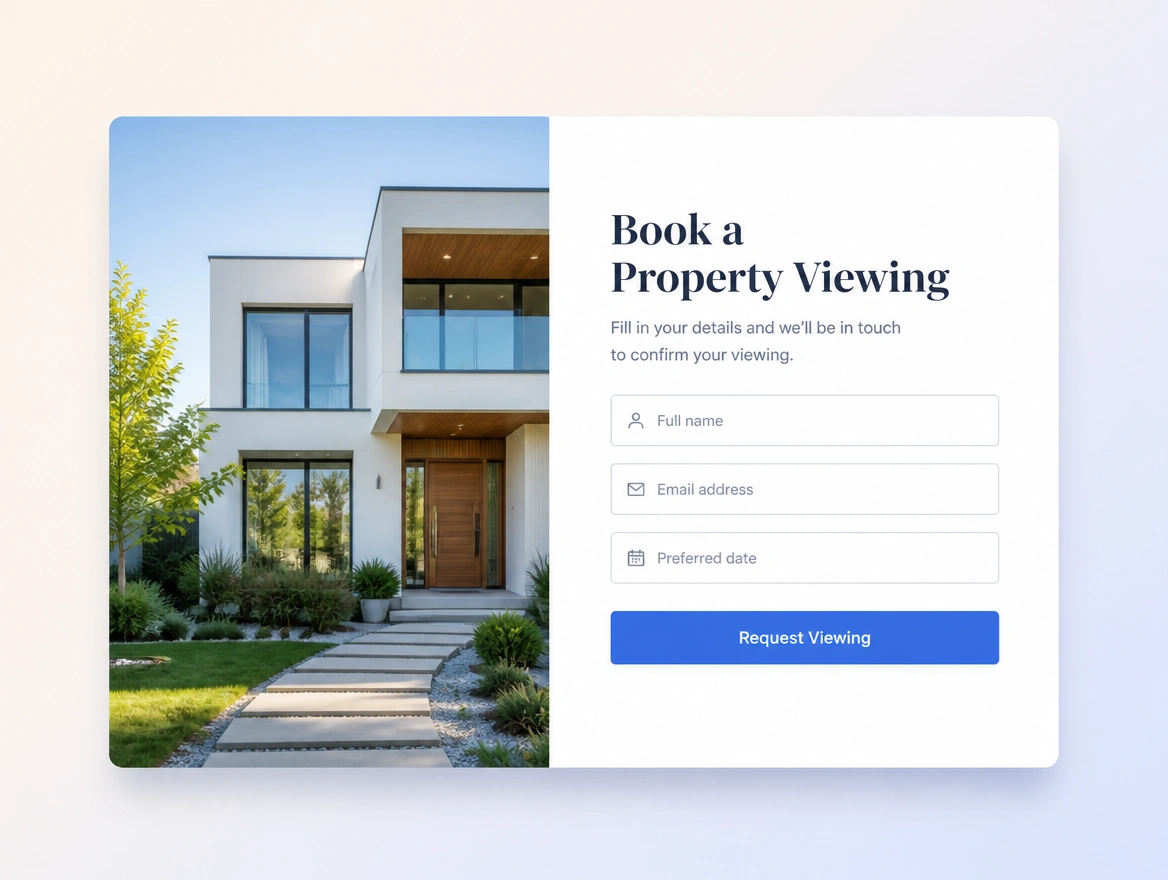Website mockup showing lead generation pages