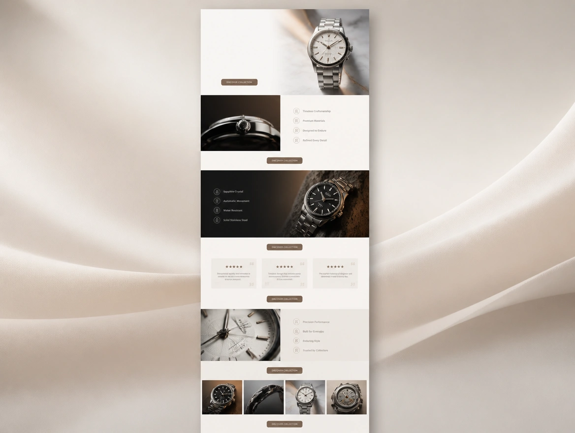 Website mockup showing pages that make the case