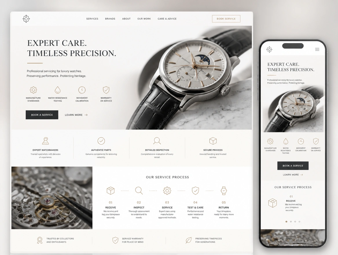 Website mockup showing campaign landing pages