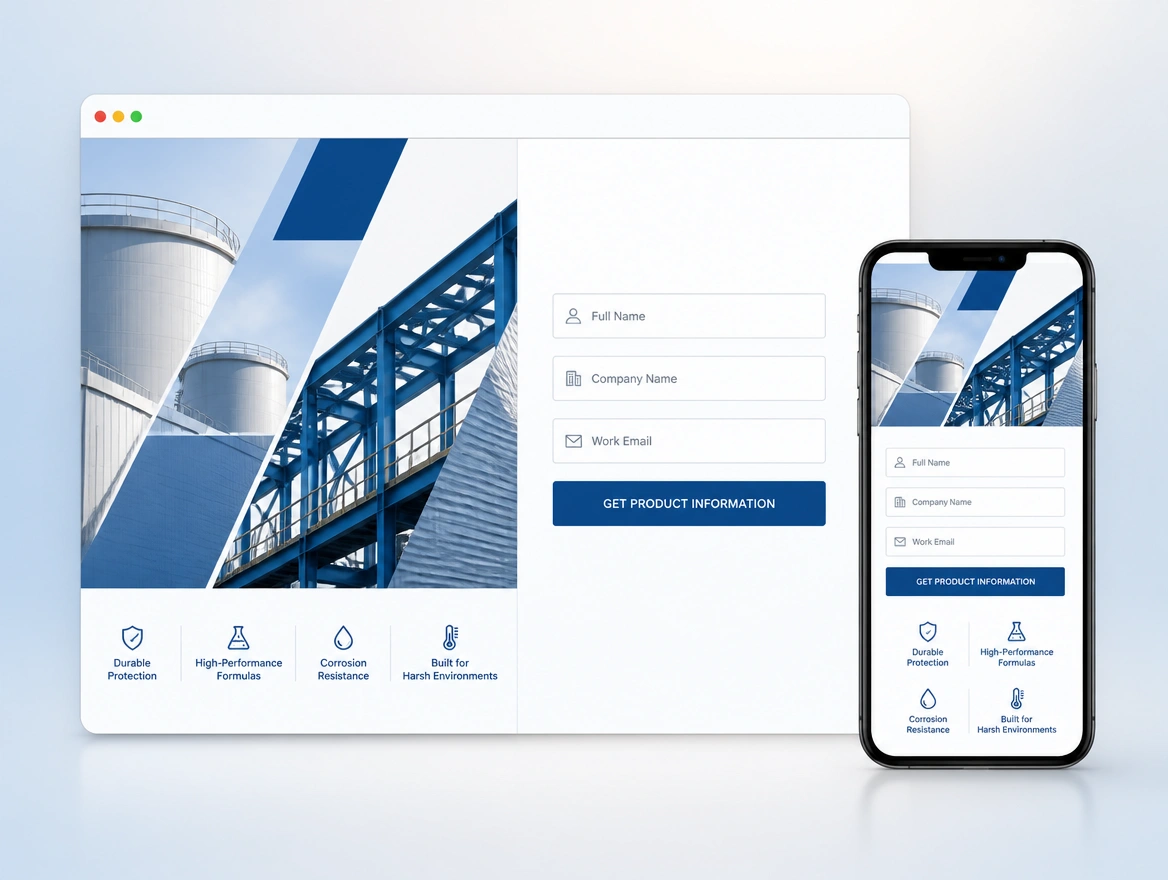 Website mockup showing lead generation pages