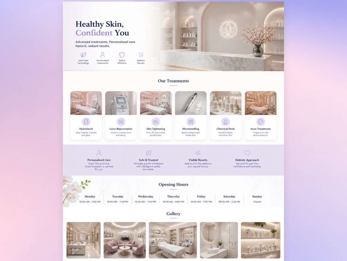 Website mockup showing profile setup