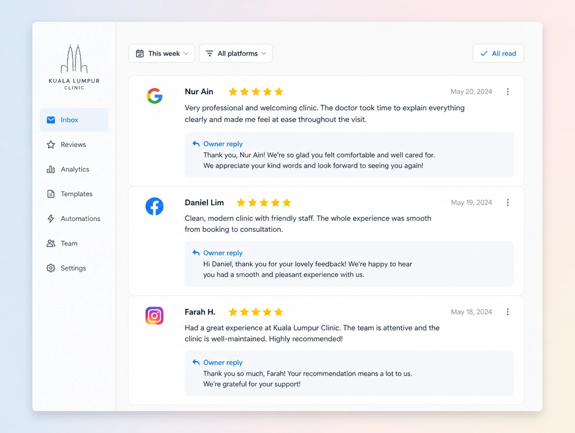 Website mockup showing reviews