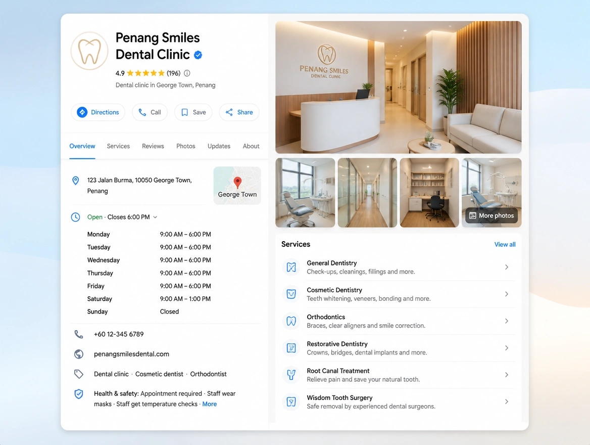 Website mockup showing profile setup