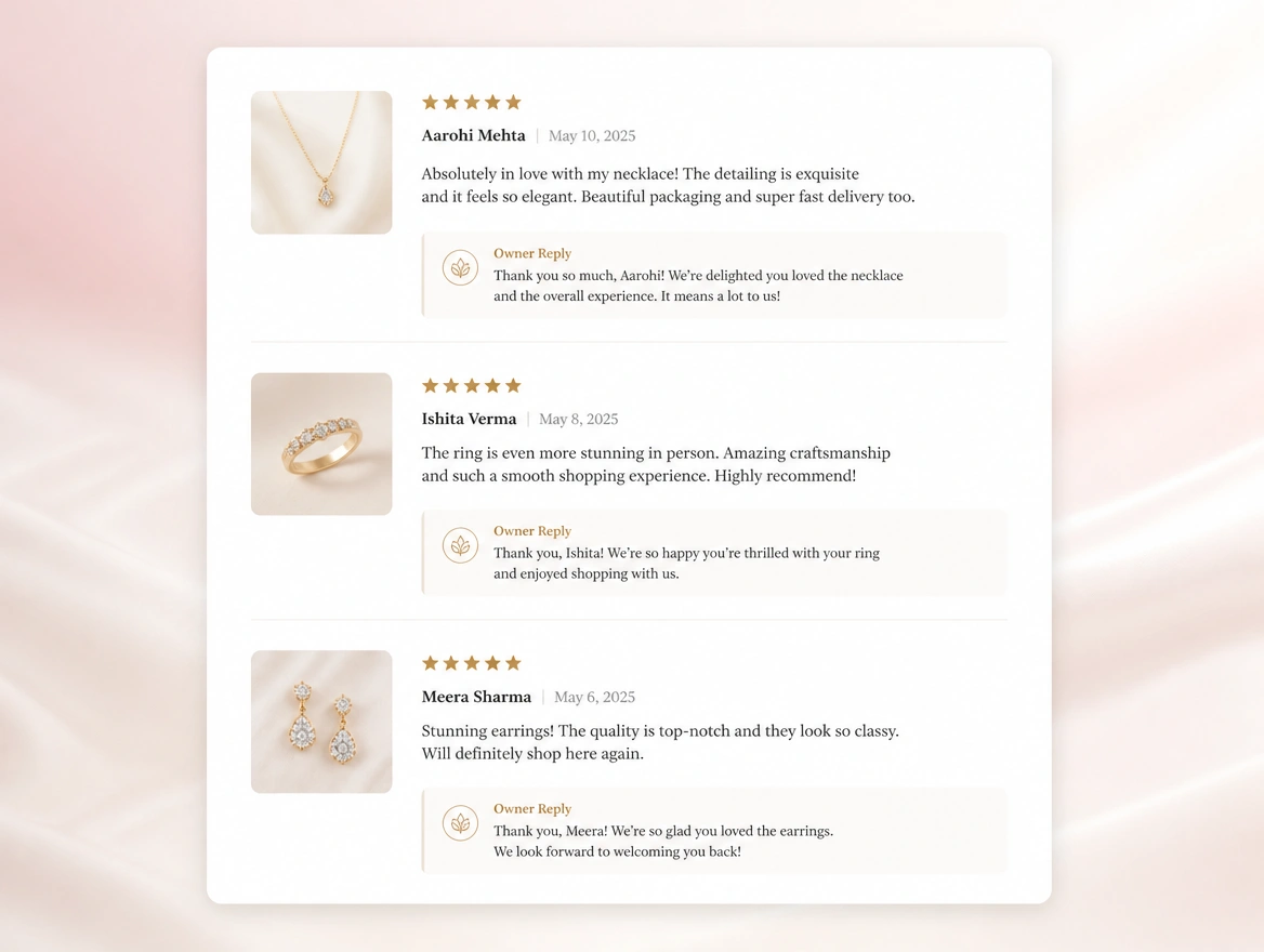 Website mockup showing reviews