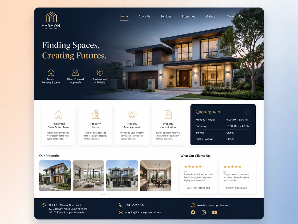 Website mockup showing profile setup