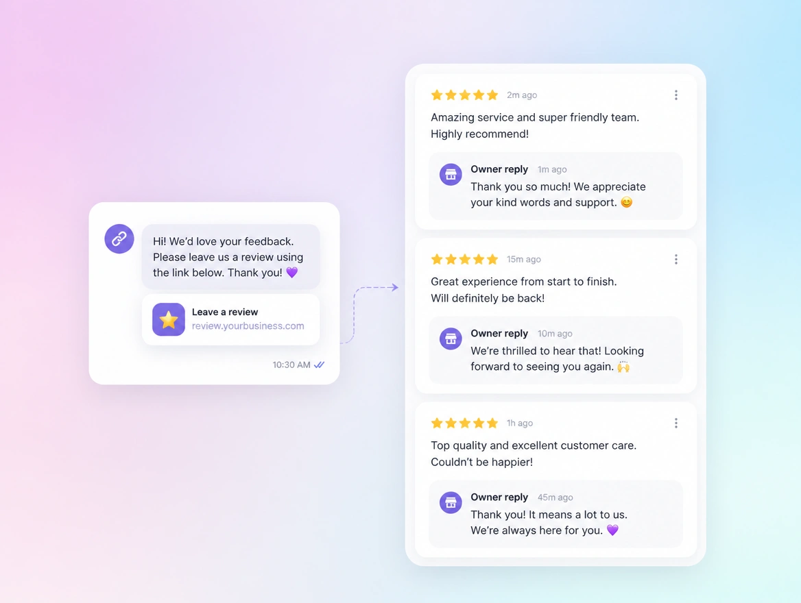 Website mockup showing reviews