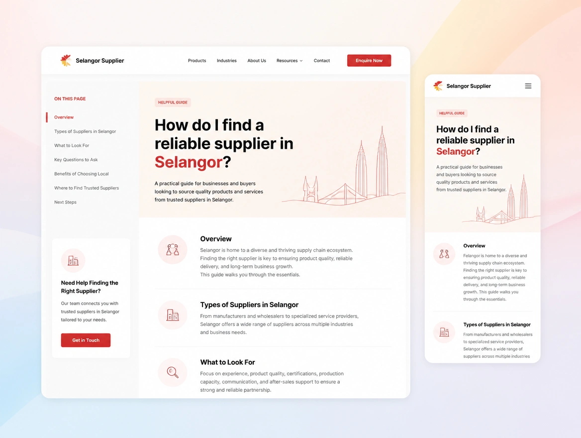 Website mockup showing local content