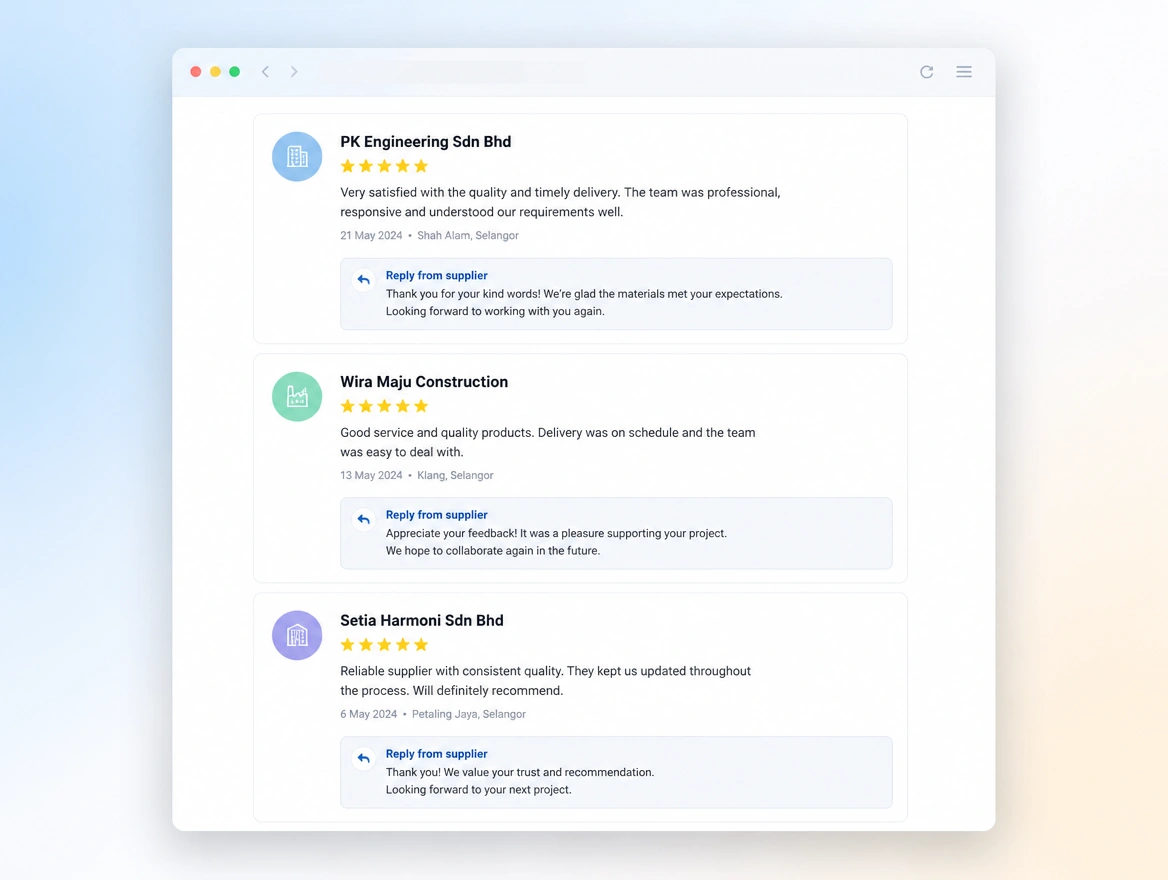 Website mockup showing reviews