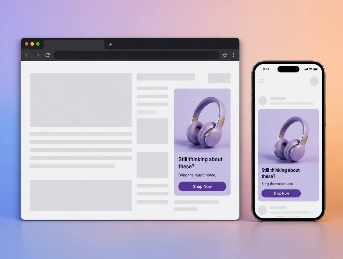 Website mockup showing retargeting