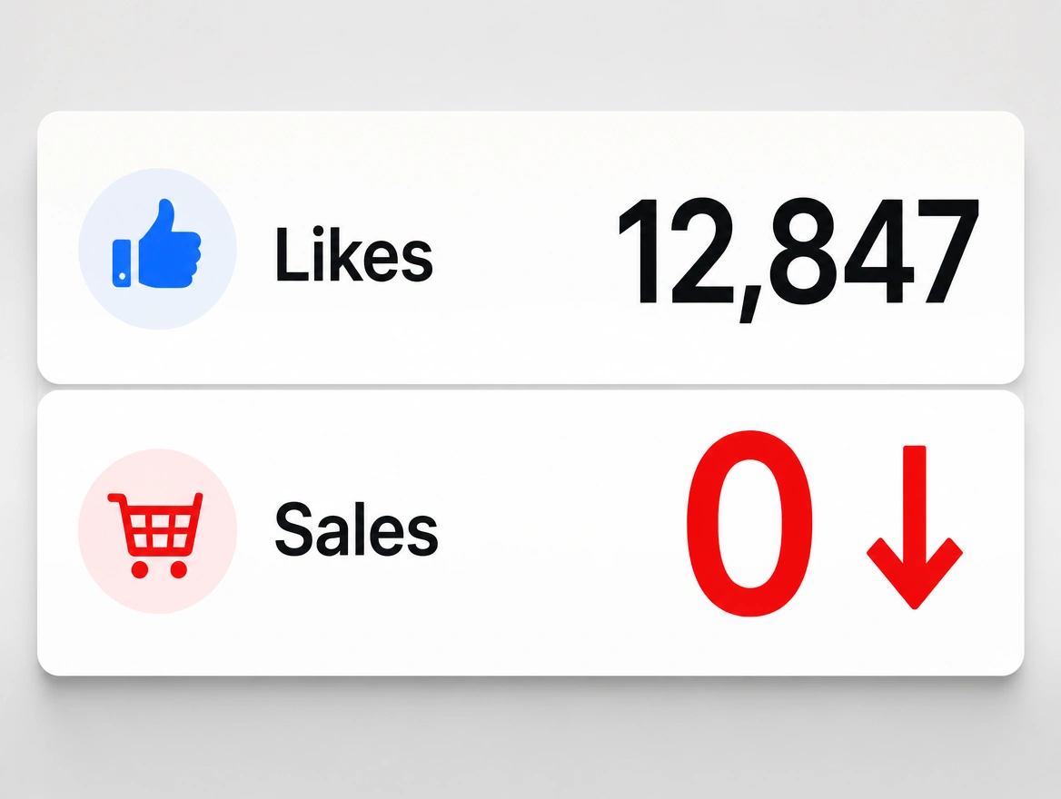A boosted post showing many likes and no leads