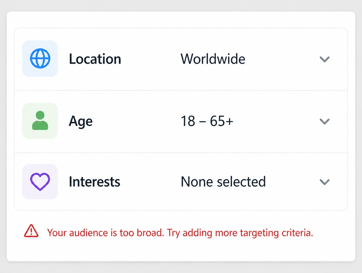 Audience settings targeting a clearly mismatched group