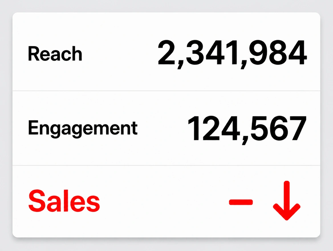 Social media report of reach and engagement with no sales figures