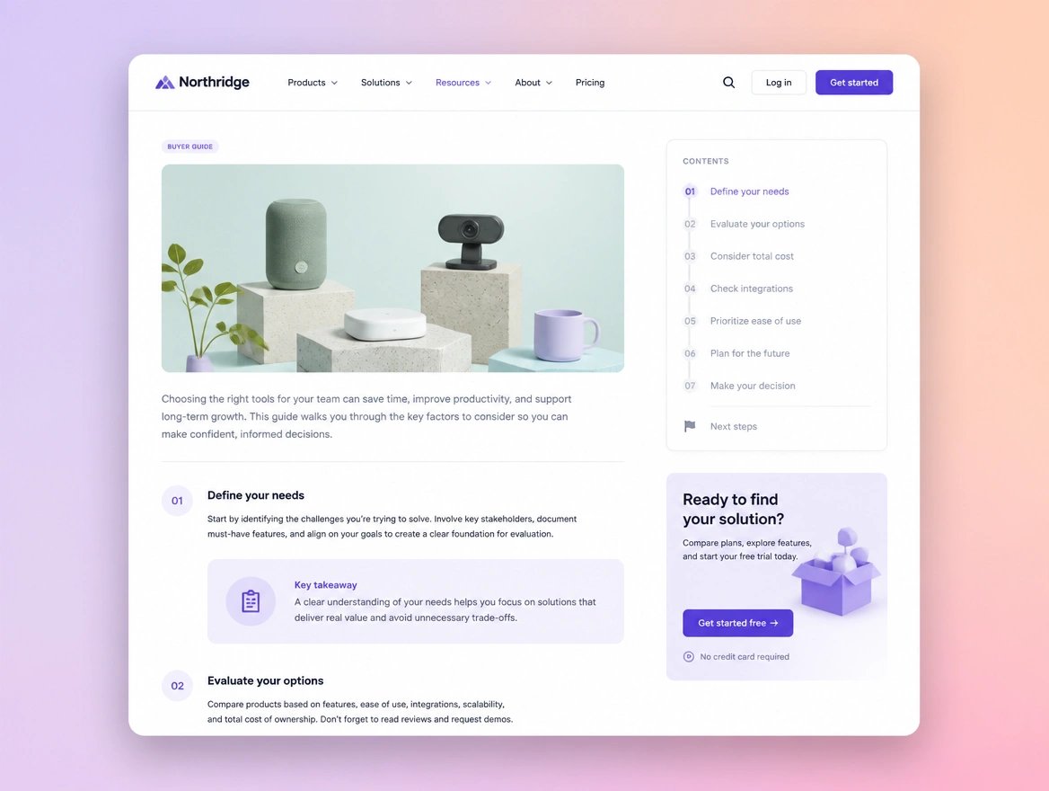 Website mockup showing content