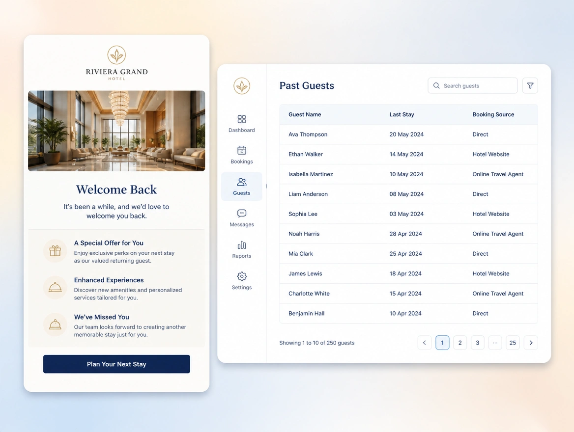 Website mockup showing email and follow-up