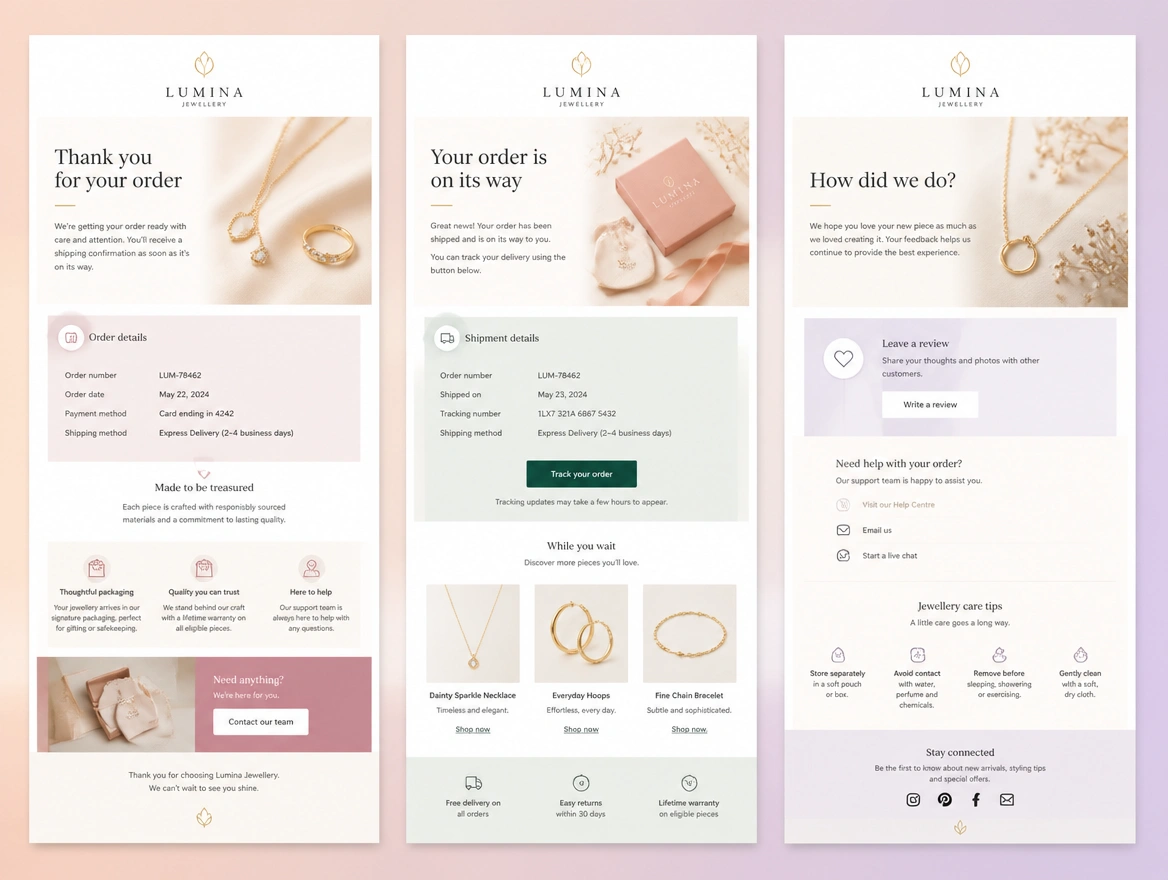 Website mockup showing email and follow-up