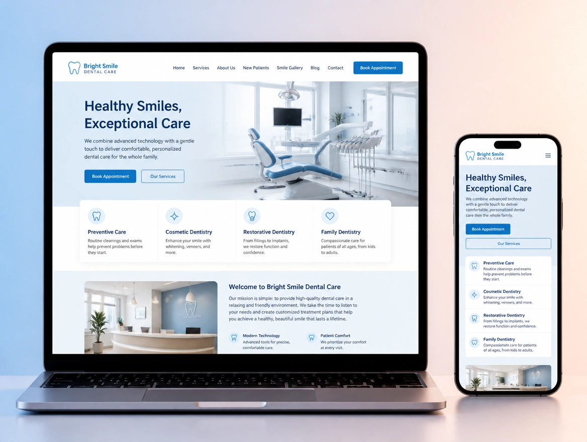 Website mockup showing your website