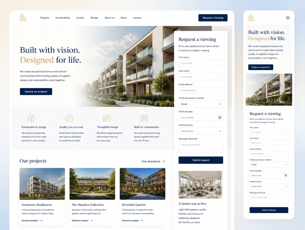 Website mockup showing the website