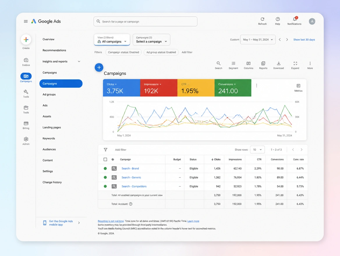 Website mockup showing paid ads