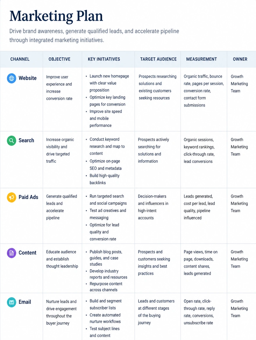 A plan view listing website, search, ads, content and email under one owner