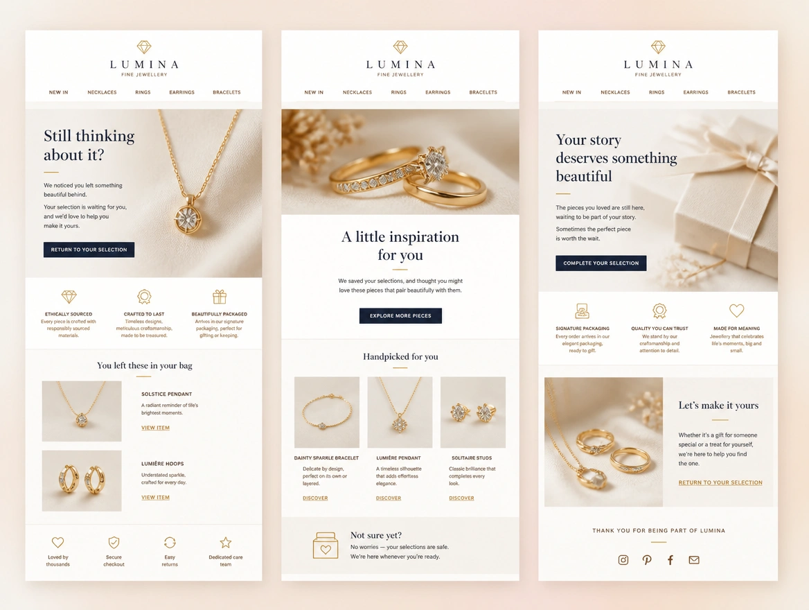 Website mockup showing email and follow-up