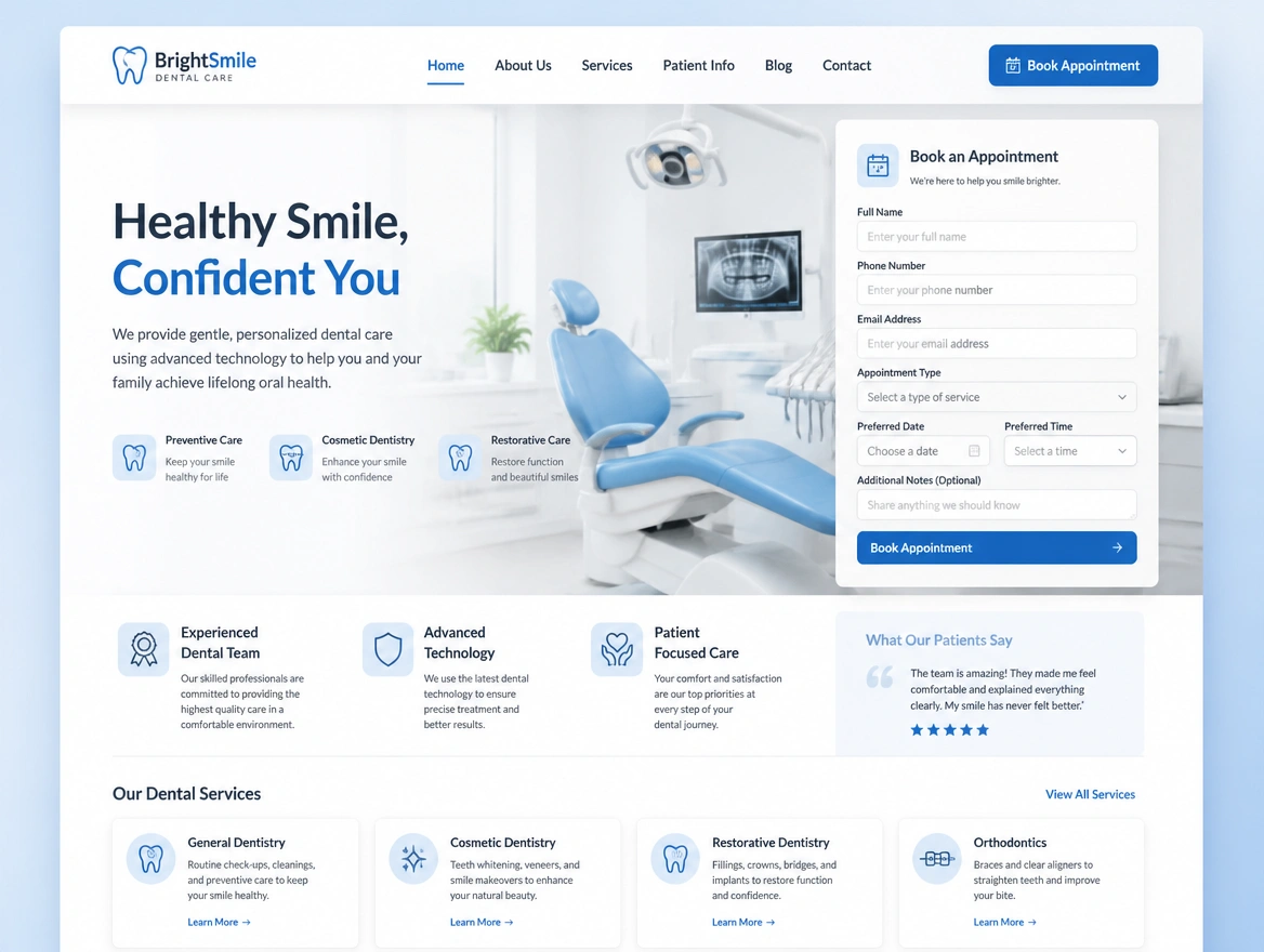 Website mockup showing the website
