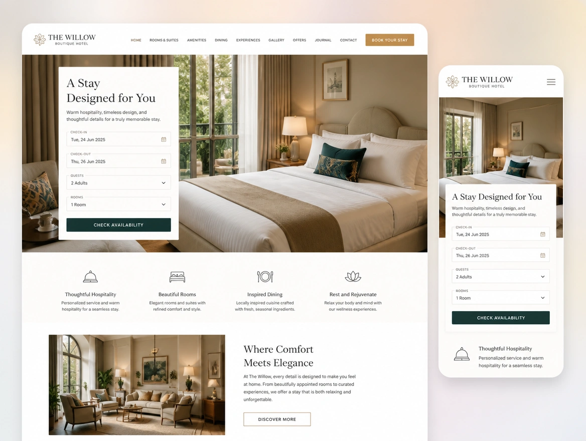 Website mockup showing the website
