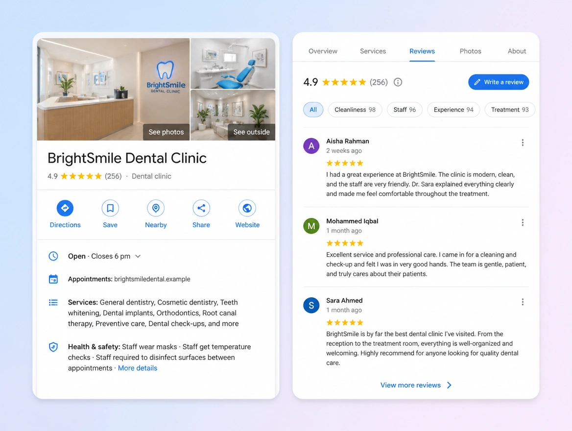 Website mockup showing search