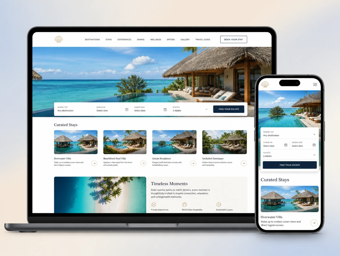 Website mockup showing the website