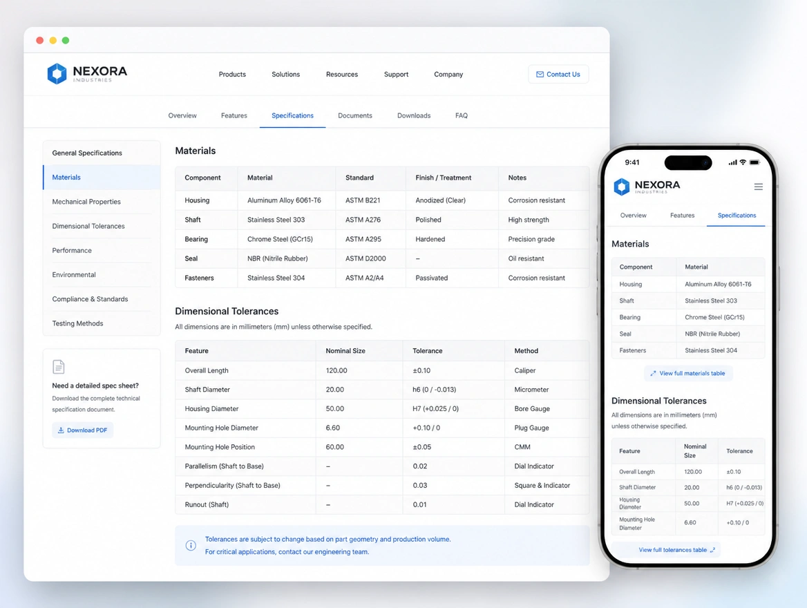 Website mockup showing content