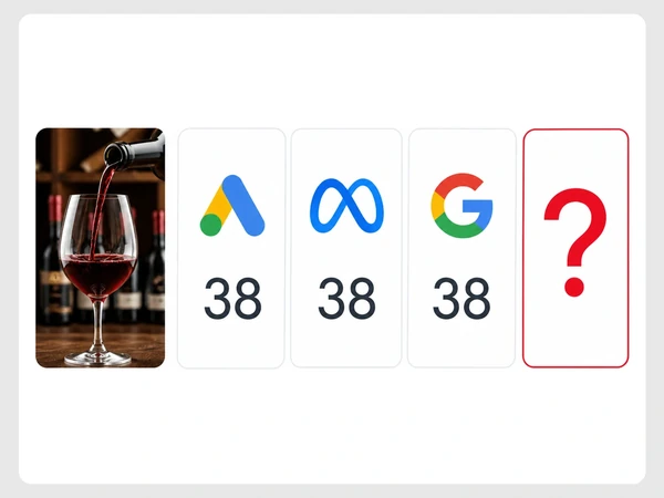 Cellar Row Wines report shows separate Google Ads, Meta, and Google figures while Total remains a question mark.