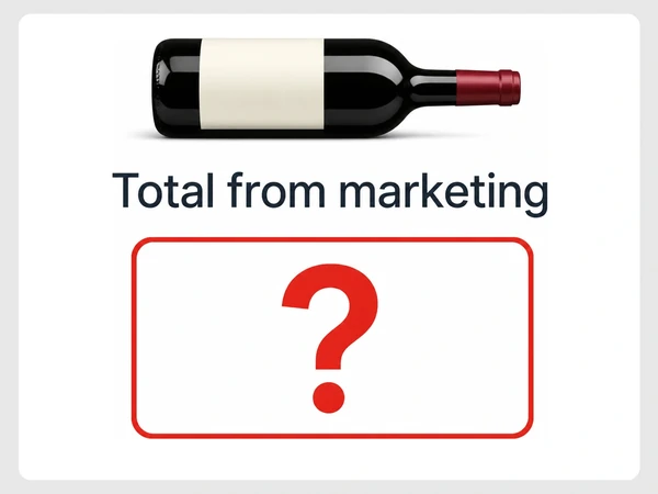 Cellar Row Wines report titled Total from marketing contains only a large red question mark.