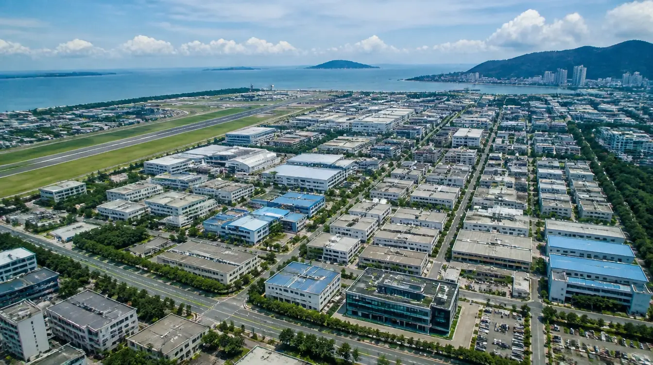 An overview of the Bayan Lepas free industrial zone in Penang beside the airport