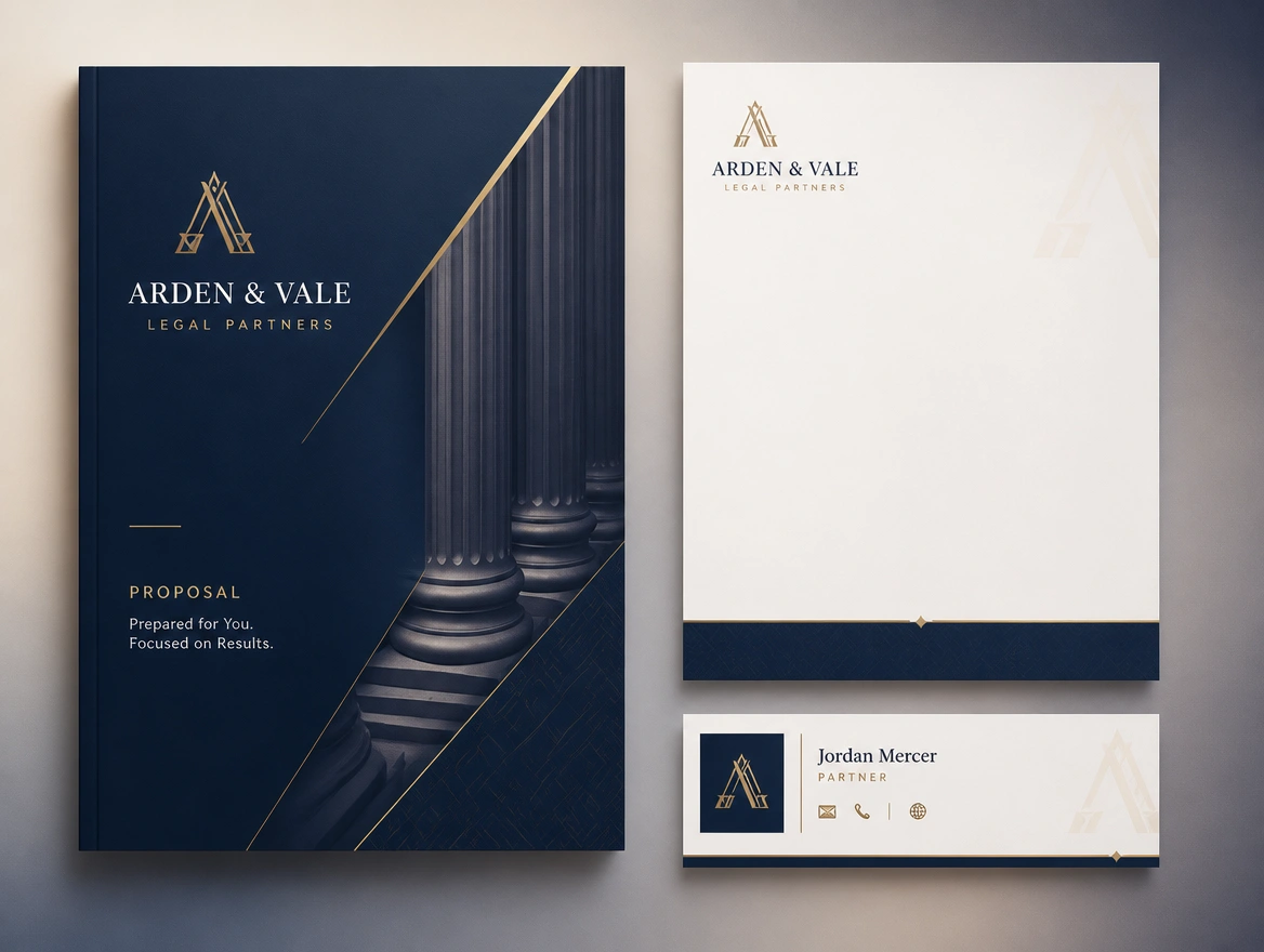 A proposal cover, an email signature and a profile page in one new identity